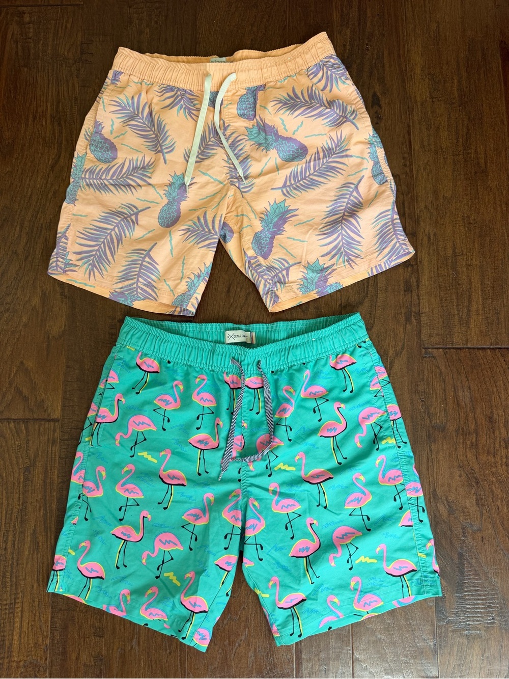 Men's Teal Flamingo Swim Board Shorts - Lightweight Quick-Dry